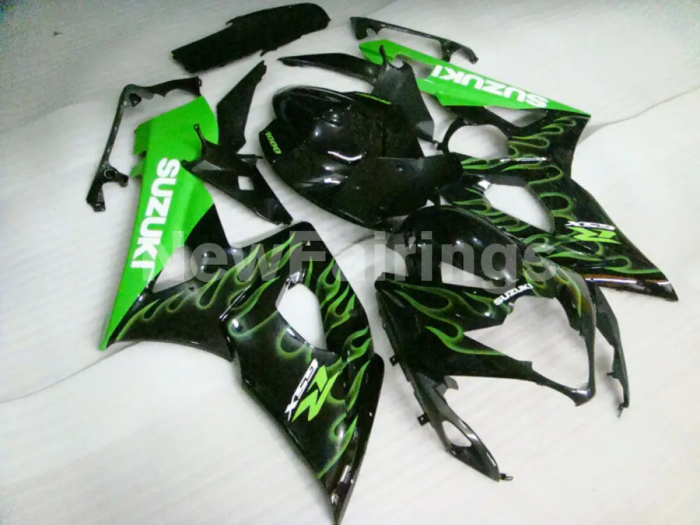 Black and Green Flame - GSX - R1000 05 - 06 Fairing Kit