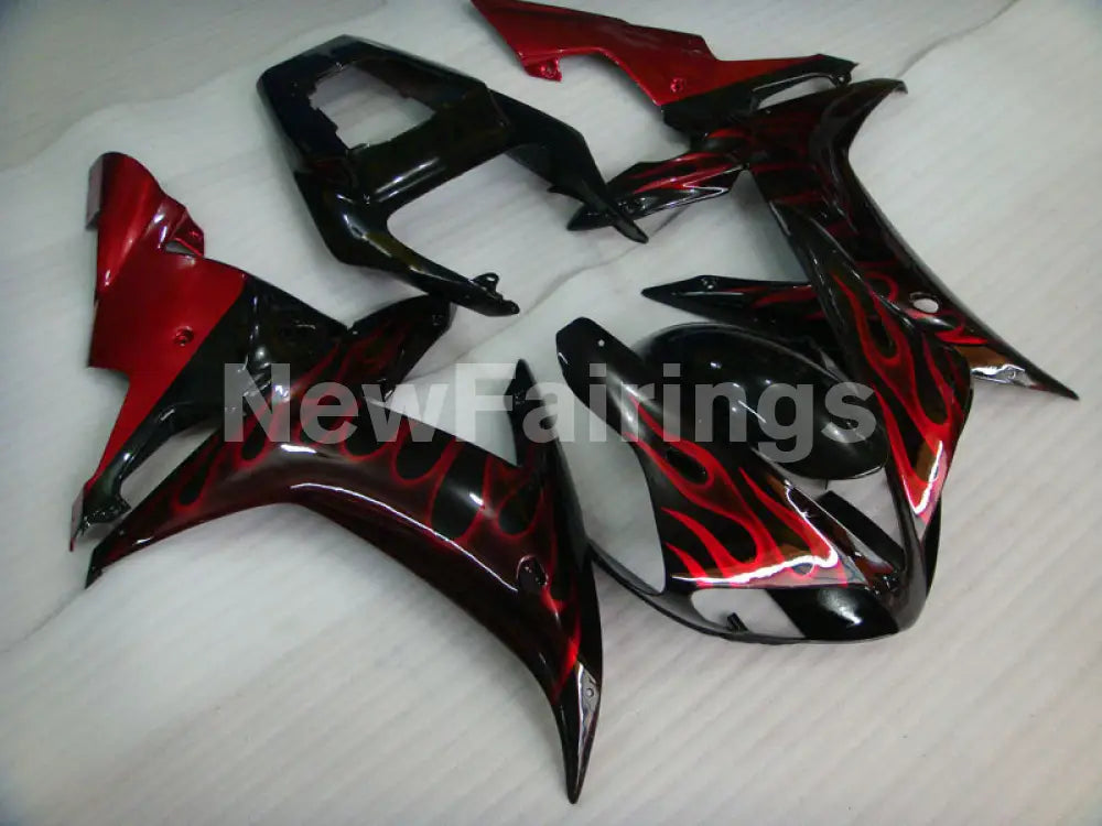 Black and Red Flame - YZF-R1 02-03 Fairing Kit - Vehicles &