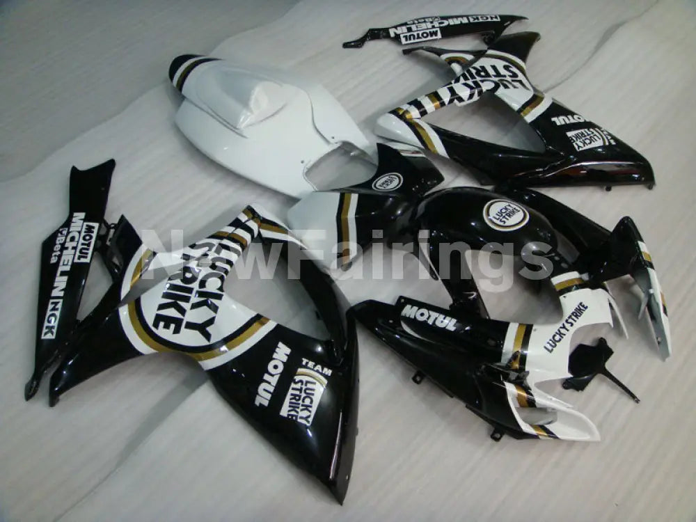 Black and White Lucky Strike - GSX-R750 06-07 Fairing Kit