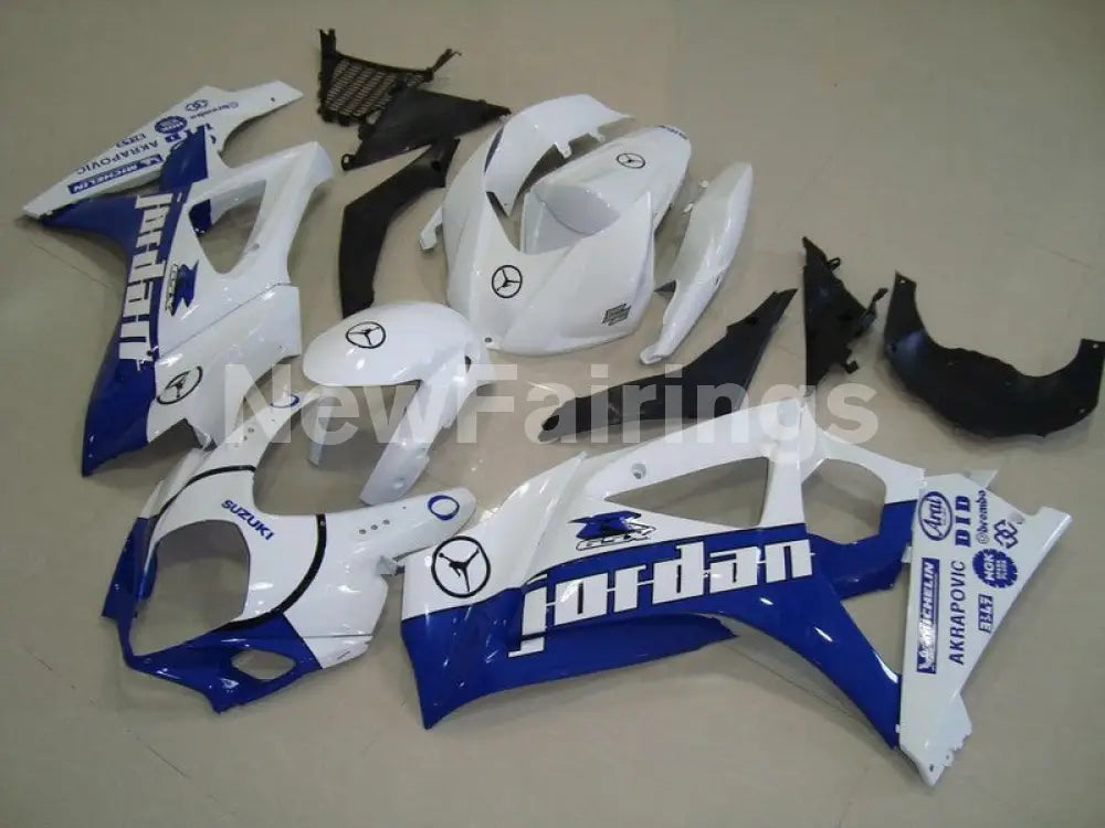 Blue and White Jordan - GSX - R1000 07 - 08 Fairing Kit