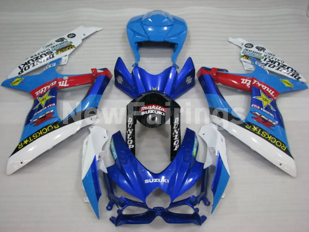 Blue and White ROCKSTAR - GSX-R600 08-10 Fairing Kit