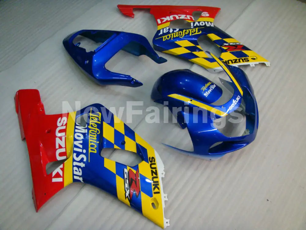 Blue and Yellow Red Movistar - GSX-R600 01-03 Fairing Kit -