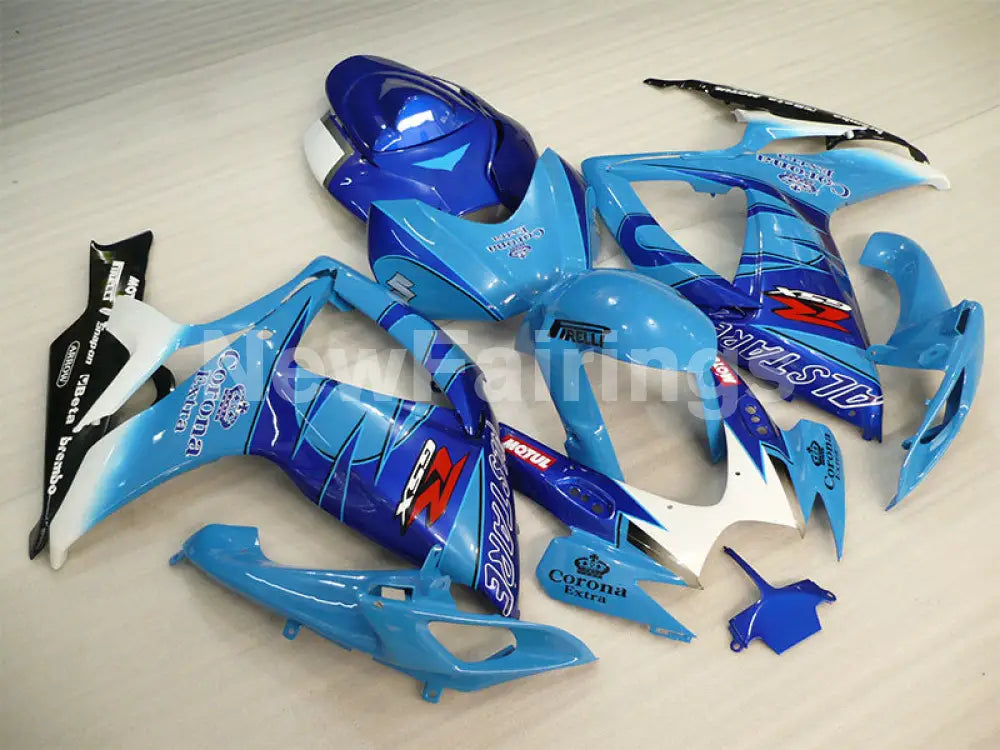 Blue and White Black Corona - GSX-R600 06-07 Fairing Kit -