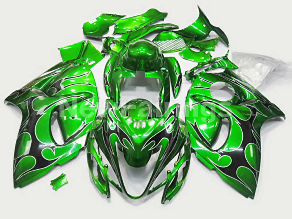 Green and Black Flame - GSX1300R Hayabusa 08-20 Fairing Kit