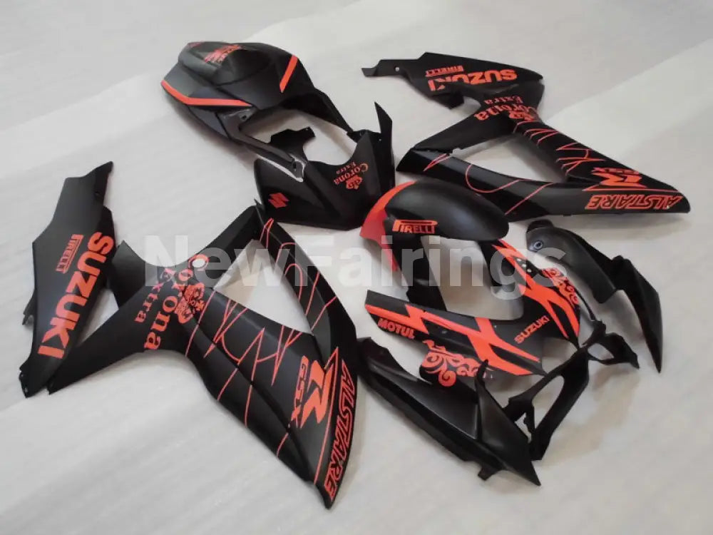 Matte Black and Orange Corona - GSX-R600 08-10 Fairing Kit