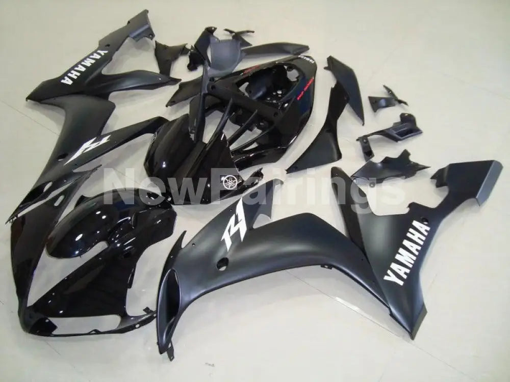 Matte Black Black white stickers Factory Style - YZF-R1