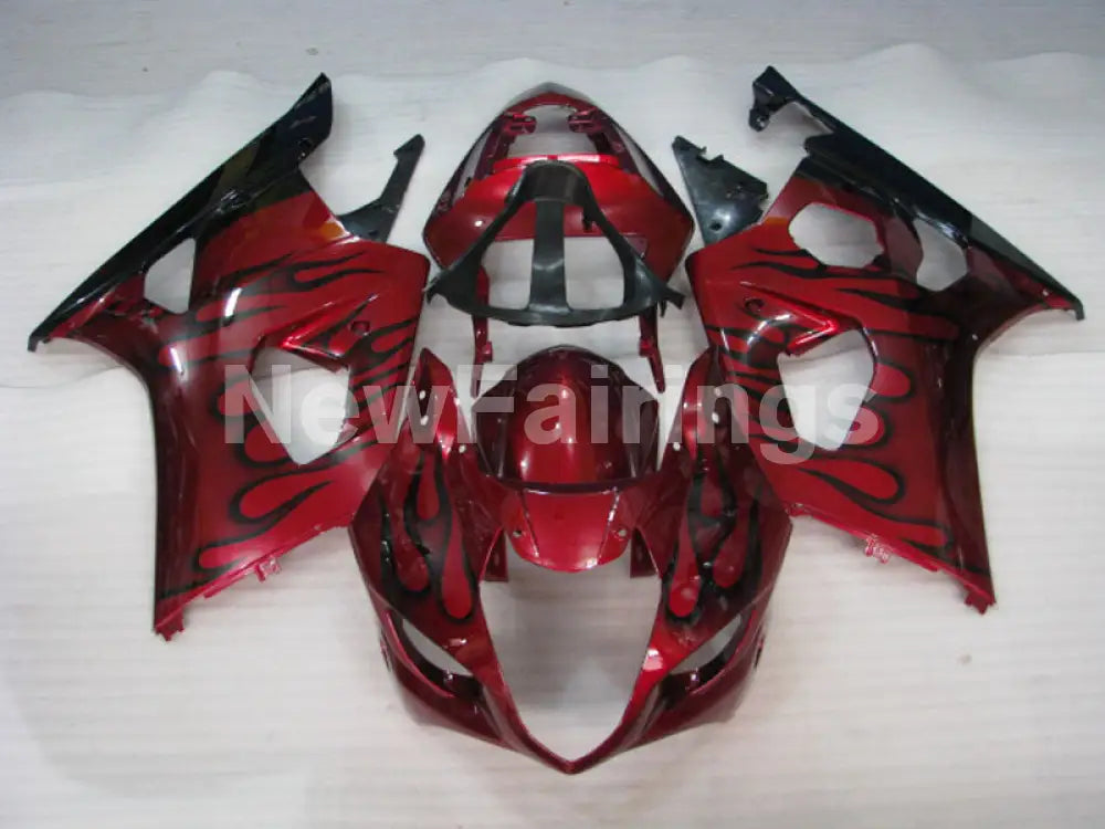 Red and Black Flame - GSX - R1000 03 - 04 Fairing Kit