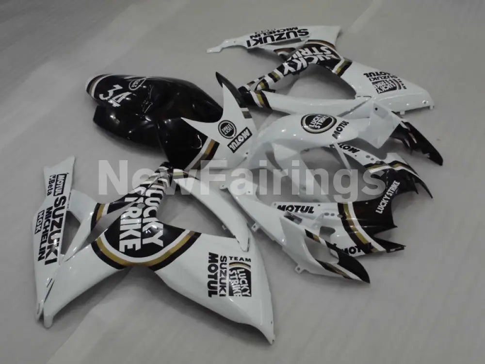 White and Black Lucky Strike - GSX-R600 06-07 Fairing Kit -