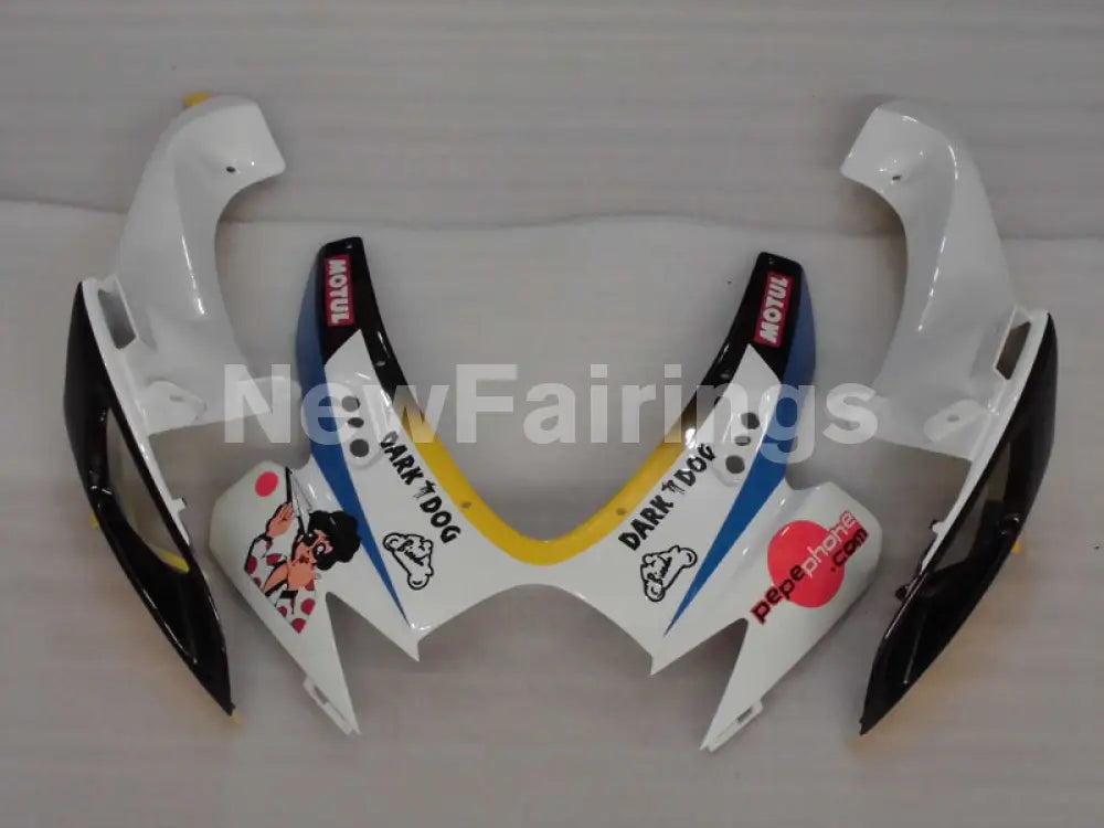 White and Blue Red Dark Dog - GSX-R600 06-07 Fairing Kit -