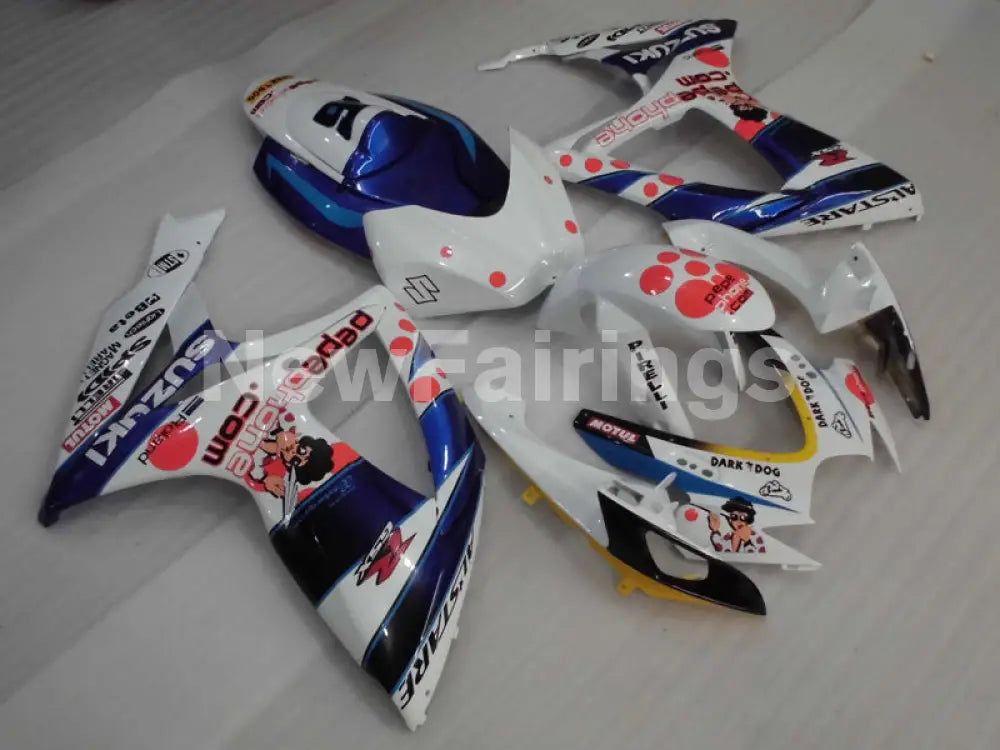 White and Blue Red Dark Dog - GSX-R600 06-07 Fairing Kit -