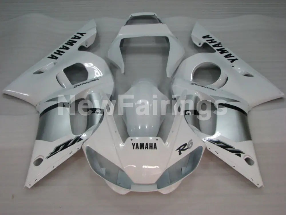 White and Silver Factory Style - YZF-R6 98-02 Fairing Kit Vehicles & Parts > Vehicle Parts & Accessories > Motor