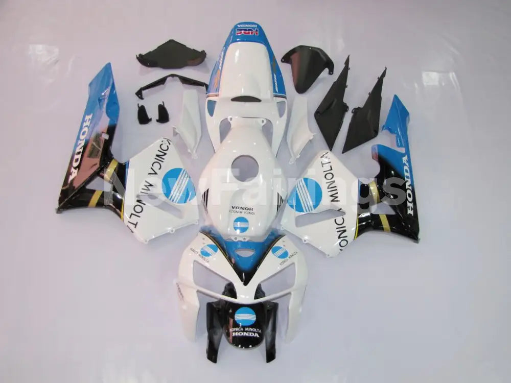 White and Black Blue Konica Minolta - CBR600RR 05-06 Fairing