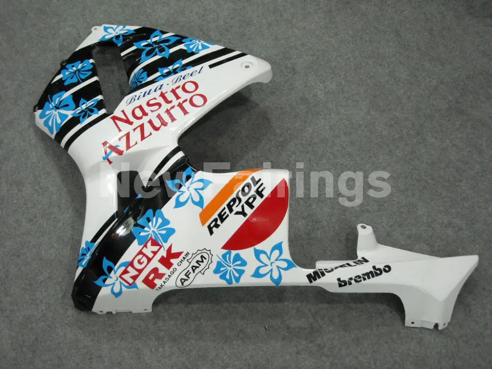 White and Black Blue Nastro Azzurro - CBR600RR 03-04 Fairing