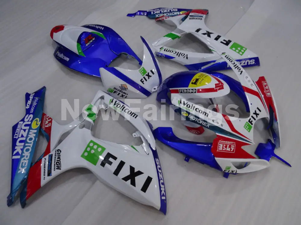 White and Blue Red MOTOREX - GSX-R750 06-07 Fairing Kit