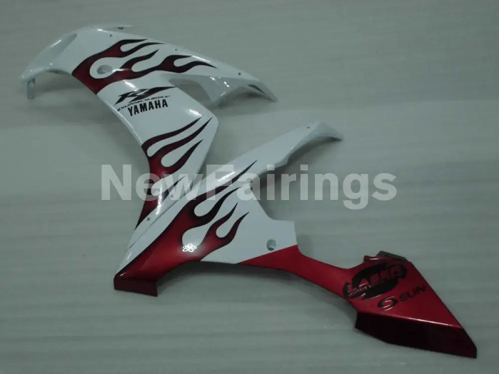 White and Red Flame - YZF-R1 04-06 Fairing Kit - Vehicles &