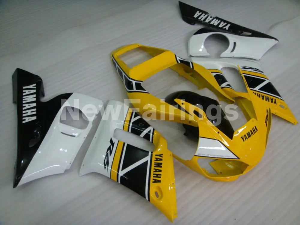 Yellow and Black White Factory Style - YZF-R6 98-02 Fairing Kit Vehicles & Parts > Vehicle Parts & Accessories > Motor