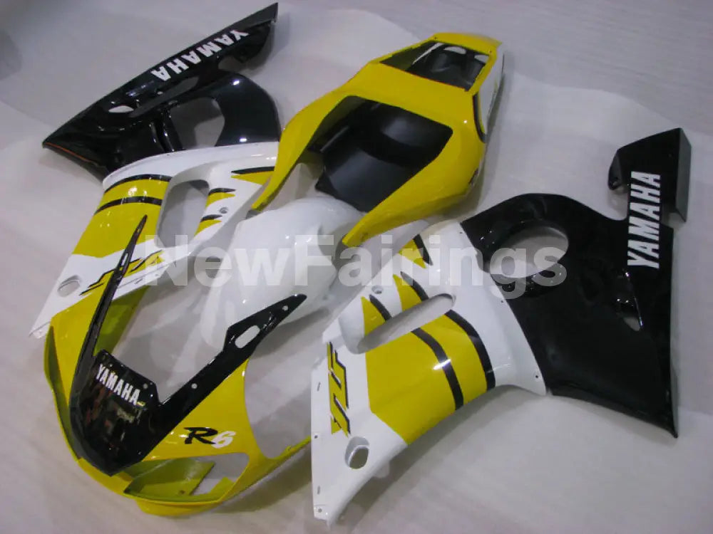 Yellow and White Black Factory Style - YZF-R6 98-02 Fairing Kit Vehicles & Parts > Vehicle Parts & Accessories > Motor